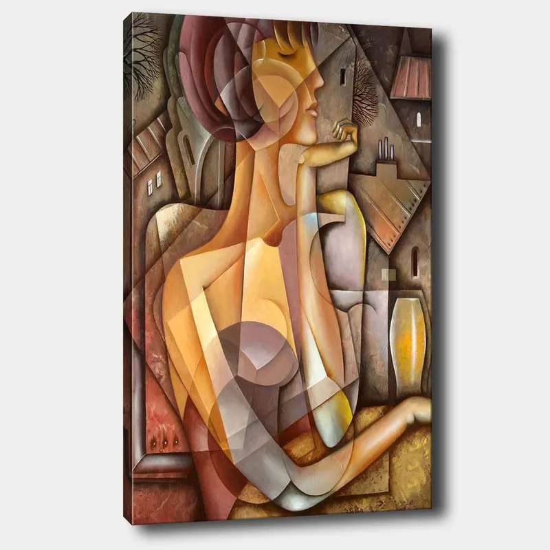 Canvastavla 70x100 cm - Stiliserad kvinna med en mjuk och harmonisk framtoning i en abstrakt komposition - Beige / Brun / Terrakotta - Inredning - Tavlor & posters - Canvastavla