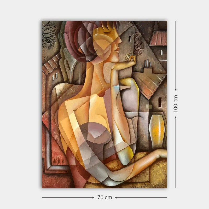 Canvastavla 70x100 cm - Stiliserad kvinna med en mjuk och harmonisk framtoning i en abstrakt komposition - Beige / Brun / Terrakotta - Inredning - Tavlor & posters - Canvastavla