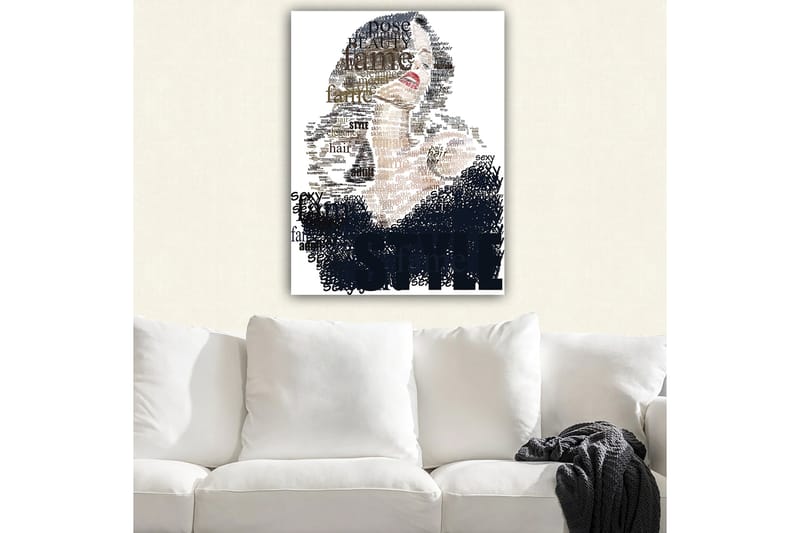 Canvastavla 70x100 cm - Stiliserad kvinna med text som betonar skönhet och självsäkerhet - Svart / Brun / Vit - Inredning - Tavlor & posters - Canvastavla