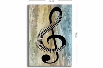 Canvastavla 70x100 cm - Stiliserad notsymbol med klaviaturdetaljer på en abstrakt bakgrund - Svart / Grå / Beige - Inredning - Tavlor & posters - Canvastavla