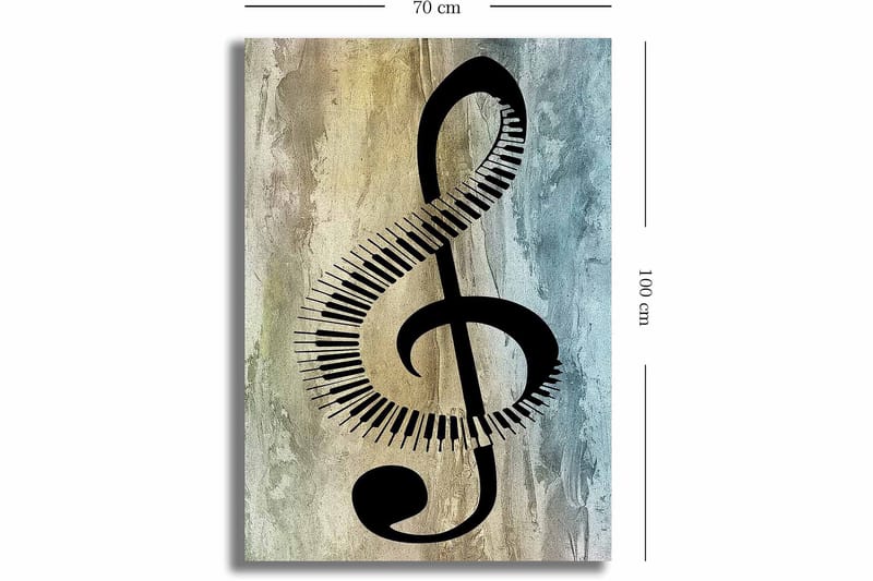 Canvastavla 70x100 cm - Stiliserad notsymbol med klaviaturdetaljer på en abstrakt bakgrund - Svart / Grå / Beige - Inredning - Tavlor & posters - Canvastavla