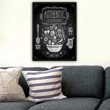 Canvastavla 70x100 cm - Stiliserad skål med olika grönsaker och ingredienser som symboliserar autentisk matlagning - Vit / Svart / Grå - Inredning - Tavlor & posters - Canvastavla