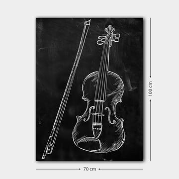 Canvastavla 70x100 cm - Stiliserad teckning av en fiol och en fiolpinne på en svart bakgrund - Vit / Svart - Inredning - Tavlor & posters - Canvastavla