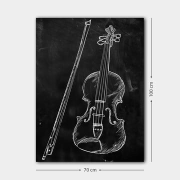 Canvastavla 70x100 cm - Stiliserad teckning av en fiol och en fiolpinne på en svart bakgrund - Vit / Svart - Inredning - Tavlor & posters - Canvastavla