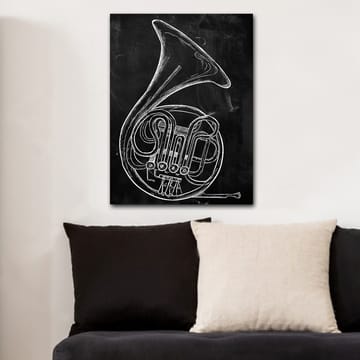 Canvastavla 70x100 cm - Stiliserad teckning av en valthorn - Vit / Svart - Inredning - Tavlor & posters - Canvastavla