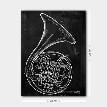 Canvastavla 70x100 cm - Stiliserad teckning av en valthorn - Vit / Svart - Inredning - Tavlor & posters - Canvastavla