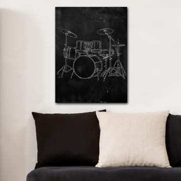 Canvastavla 70x100 cm - Stiliserad teckning av ett trumset på en svart bakgrund - Svart / Vitt - Inredning - Tavlor & posters - Canvastavla