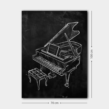 Canvastavla 70x100 cm - Stiliserad teckning av ett piano med en bänk - Vit / Svart - Inredning - Tavlor & posters - Canvastavla