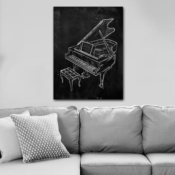 Canvastavla 70x100 cm - Stiliserad teckning av ett piano med en bänk - Vit / Svart - Inredning - Tavlor & posters - Canvastavla