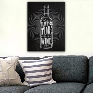 Canvastavla 70x100 cm - Stiliserad vinflaska med texten There's always time for wine i en modern design - Svart / Vit - Inredning - Tavlor & posters - Canvastavla