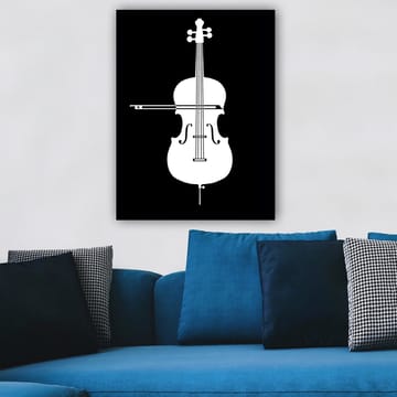 Canvastavla 70x100 cm - Stiliserad vit fiol mot en svart bakgrund - Vit / Svart - Inredning - Tavlor & posters - Canvastavla
