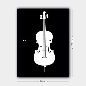 Canvastavla 70x100 cm - Stiliserad vit fiol mot en svart bakgrund - Vit / Svart - Inredning - Tavlor & posters - Canvastavla