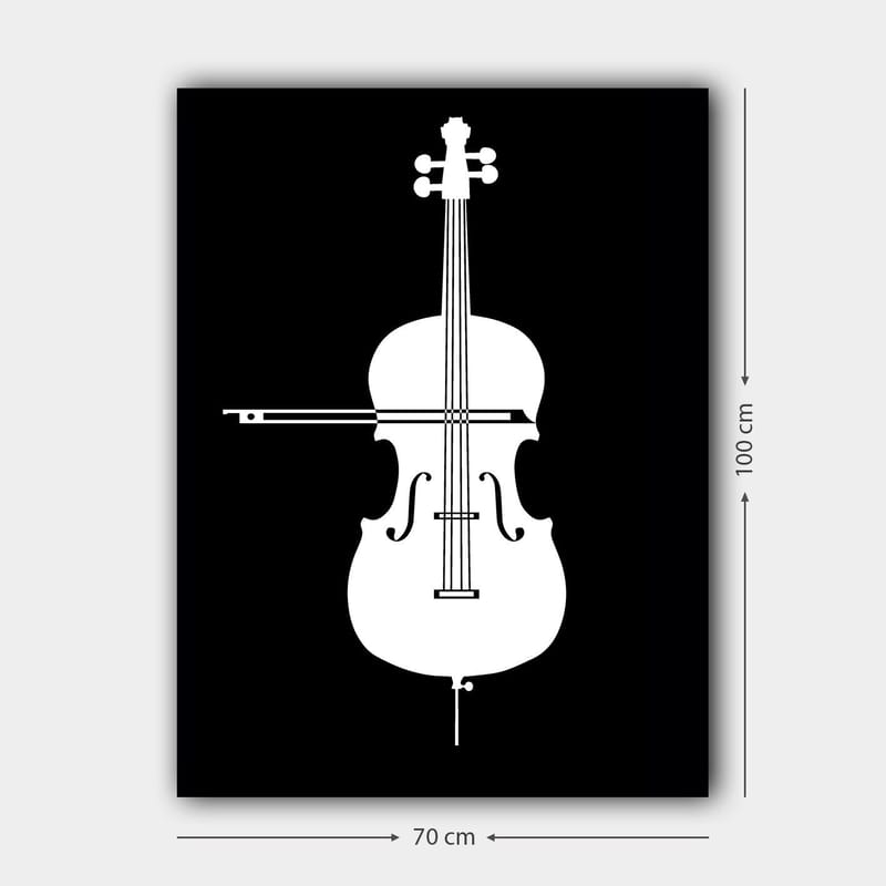 Canvastavla 70x100 cm - Stiliserad vit fiol mot en svart bakgrund - Vit / Svart - Inredning - Tavlor & posters - Canvastavla