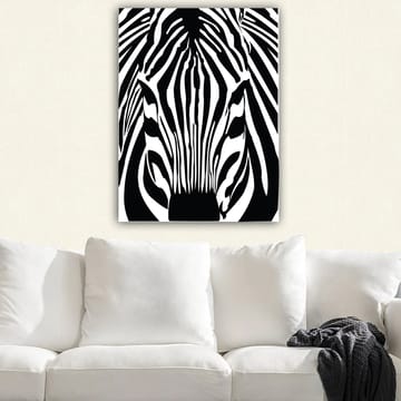 Canvastavla 70x100 cm - Stiliserad zebras ansikte med tydliga svarta och vita ränder - Svart / Vit - Inredning - Tavlor & posters - Canvastavla