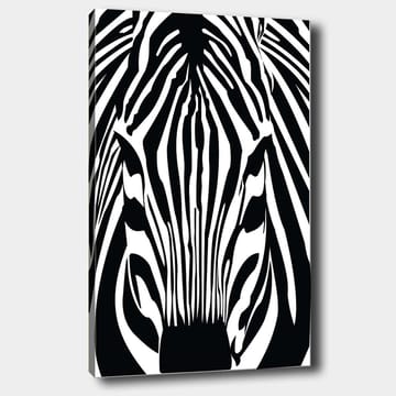 Canvastavla 70x100 cm - Stiliserad zebras ansikte med tydliga svarta och vita ränder - Svart / Vit - Inredning - Tavlor & posters - Canvastavla