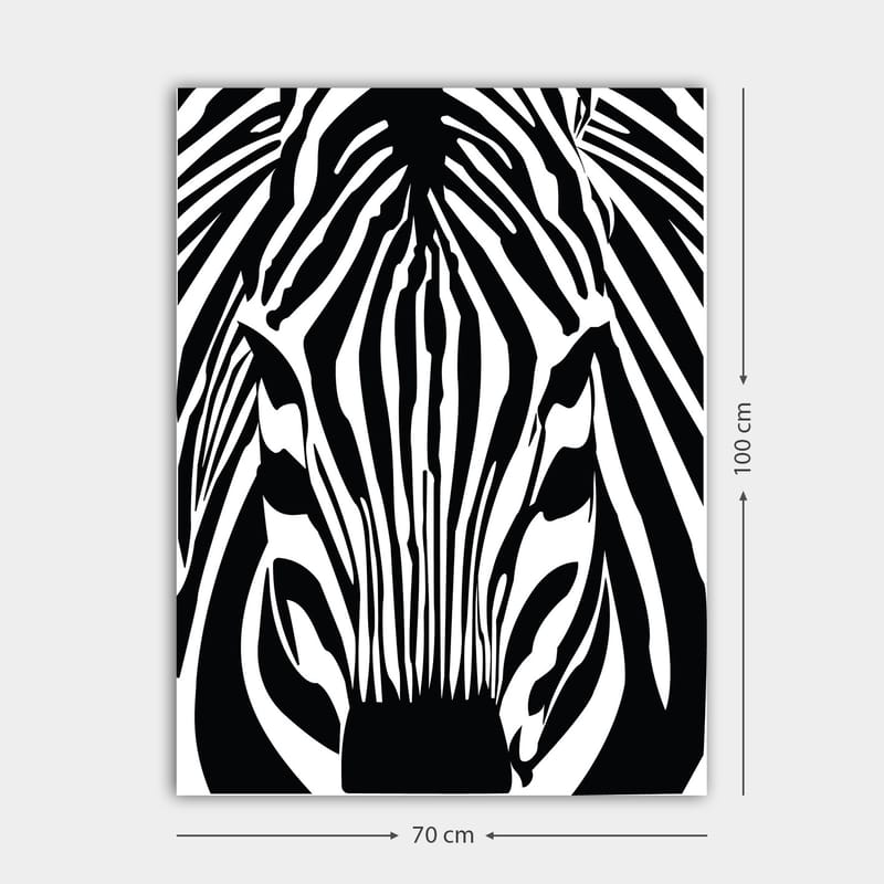 Canvastavla 70x100 cm - Stiliserad zebras ansikte med tydliga svarta och vita ränder - Svart / Vit - Inredning - Tavlor & posters - Canvastavla
