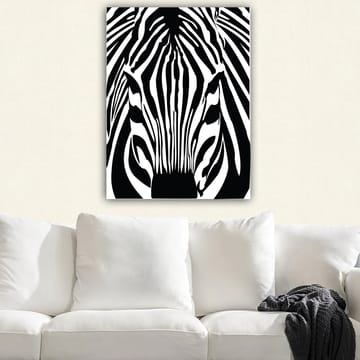 Canvastavla 70x100 cm - Stiliserad zebras ansikte med tydliga svarta och vita ränder - Svart / Vit - Inredning - Tavlor & posters - Canvastavla