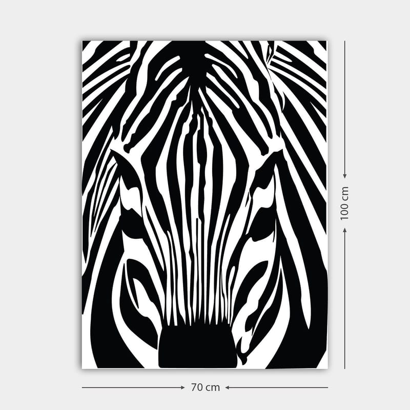 Canvastavla 70x100 cm - Stiliserad zebras ansikte med tydliga svarta och vita ränder - Svart / Vit - Inredning - Tavlor & posters - Canvastavla