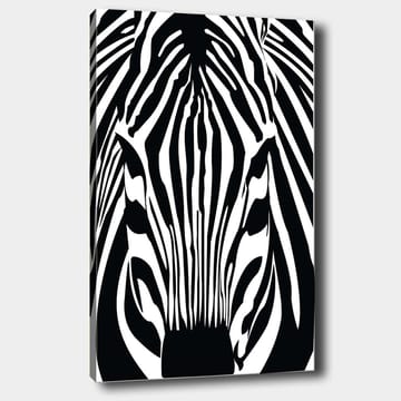 Canvastavla 70x100 cm - Stiliserad zebras ansikte med tydliga svarta och vita ränder - Svart / Vit - Inredning - Tavlor & posters - Canvastavla
