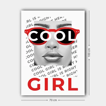 Canvastavla 70x100 cm - Stiliserad porträtt av en kvinna med coola solglasögon - Röd / Svart / Grå - Inredning - Tavlor & posters - Canvastavla