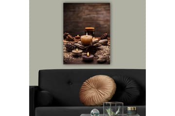 Canvastavla 70x100 cm - Stillsam samling av levande ljus och stenar i en harmonisk arrangemang - Beige / Brun / Grå - Inredning - Tavlor & posters - Canvastavla