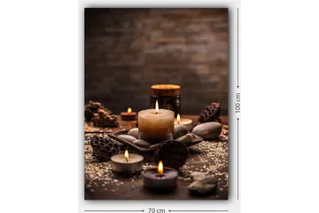 Canvastavla 70x100 cm - Stillsam samling av levande ljus och stenar i en harmonisk arrangemang - Beige / Brun / Grå - Inredning - Tavlor & posters - Canvastavla