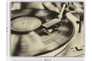 Canvastavla 70x100 cm - Stilren bild av en skivspelare med en snurrande vinylskiva - Svart / Grå - Inredning - Tavlor & posters - Canvastavla
