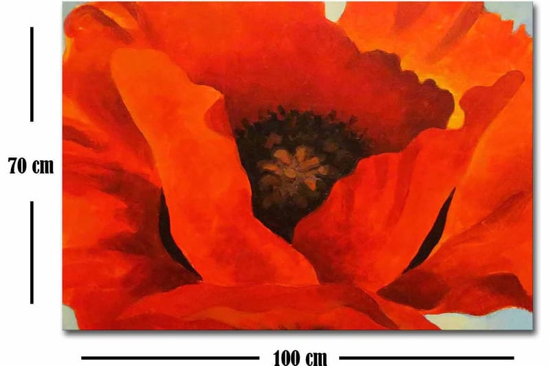 Canvastavla 70x100 cm - Stor, färgstark vallmo med intensiva röda och orangea toner - Röd / Orange - Inredning - Tavlor & posters - Canvastavla