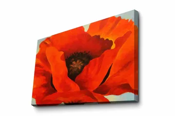 Canvastavla 70x100 cm - Stor, färgstark vallmo med intensiva röda och orangea toner - Röd / Orange - Inredning - Tavlor & posters - Canvastavla