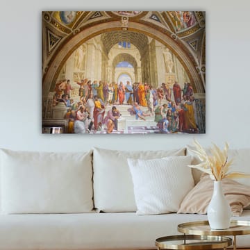 Canvastavla 70x100 cm - Stor samling av filosofer och tänkare i en storslagen arkitektonisk miljö - Blå / Röd / Beige - Inredning - Tavlor & posters - Canvastavla