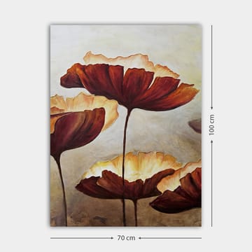 Canvastavla 70x100 cm - Stora, stiliserade blommor i varma toner - Mörkröd / Krämvit - Inredning - Tavlor & posters - Canvastavla