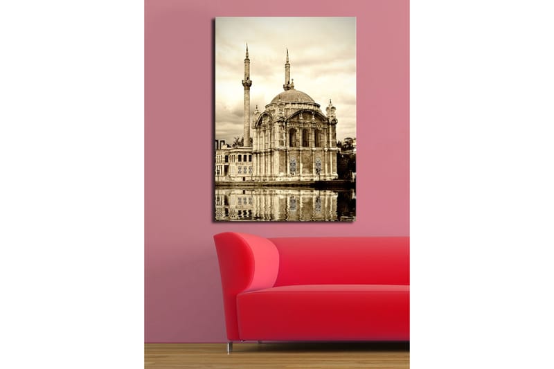 Canvastavla 70x100 cm - Storslagen moské med kupol och minareter speglad i vattnet - Beige / Brunt / Svart - Inredning - Tavlor & posters - Canvastavla