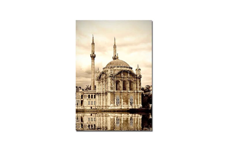 Canvastavla 70x100 cm - Storslagen moské med kupol och minareter speglad i vattnet - Beige / Brunt / Svart - Inredning - Tavlor & posters - Canvastavla
