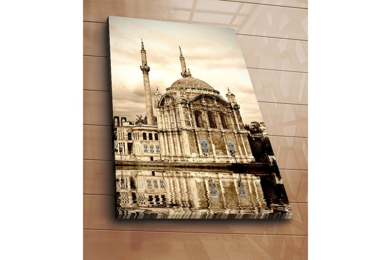 Canvastavla 70x100 cm - Storslagen moské med kupol och minareter speglad i vattnet - Beige / Brunt / Svart - Inredning - Tavlor & posters - Canvastavla