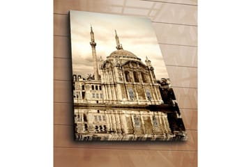 Canvastavla 70x100 cm - Storslagen moské med kupol och minareter speglad i vattnet - Beige / Brunt / Svart - Inredning - Tavlor & posters - Canvastavla