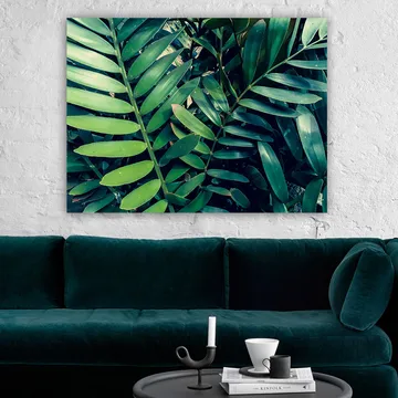 Canvastavla 70x100 cm - Tätt sammanvävda gröna växtblad som skapar en frodig och livfull känsla - Mörkgrön / Ljusgrön - Inredning - Tavlor & posters - Canvastavla