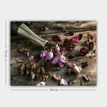 Canvastavla 70x100 cm - Torkade rosor och blad i en vacker komposition - Lila / Brun / Grön - Inredning - Tavlor & posters - Canvastavla