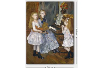 Canvastavla 70x100 cm - Tre flickor som spelar musik vid ett piano - Ljusblå / Vit / Svart - Inredning - Tavlor & posters - Canvastavla