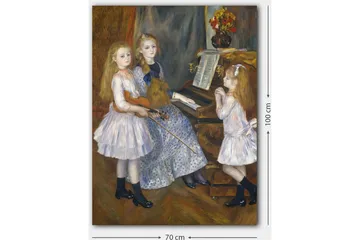 Canvastavla 70x100 cm - Tre flickor som spelar musik vid ett piano - Ljusblå / Vit / Svart - Inredning - Tavlor & posters - Canvastavla