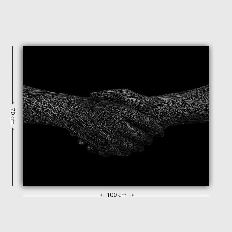 Canvastavla 70x100 cm - Två händer som skakar hand, symboliserande samarbete och enighet - Svart / Grå - Inredning - Tavlor & posters - Canvastavla