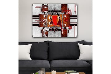Canvastavla 70x100 cm - Två stiliserade figurer som dansar i en abstrakt komposition med spiraler och geometriska former - Röd / Brunt / Svart - Inredning - Tavlor & posters - Canvastavla