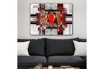 Canvastavla 70x100 cm - Två stiliserade figurer som dansar i en abstrakt komposition med spiraler och geometriska former - Röd / Brunt / Svart - Inredning - Tavlor & posters - Canvastavla