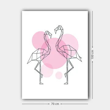 Canvastavla 70x100 cm - Två stiliserade flamingos i geometrisk form som står nära varandra - Rosa / Svart - Inredning - Tavlor & posters - Canvastavla