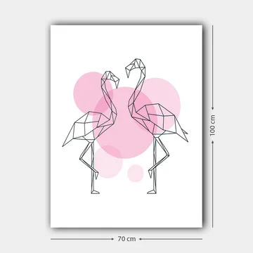 Canvastavla 70x100 cm - Två stiliserade flamingos i geometrisk form som står nära varandra - Rosa / Svart - Inredning - Tavlor & posters - Canvastavla