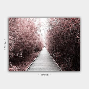 Canvastavla 70x100 cm - Väg som leder genom en skog av rosa träd - Rosa / Grå - Inredning - Tavlor & posters - Canvastavla