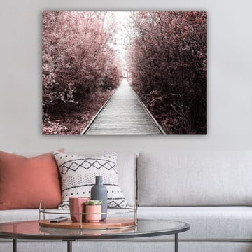 Canvastavla 70x100 cm - Väg som leder genom en skog av rosa träd - Rosa / Grå - Inredning - Tavlor & posters - Canvastavla
