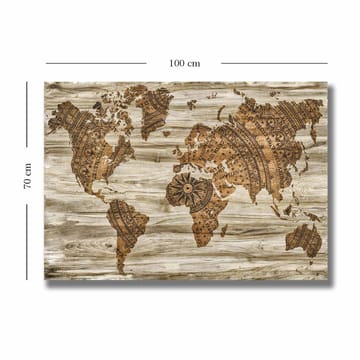 Canvastavla 70x100 cm - Världskarta i en dekorativ och stiliserad design med detaljerade mönster - Brun / Beige - Inredning - Tavlor & posters - Canvastavla