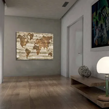 Canvastavla 70x100 cm - Världskarta i en dekorativ och stiliserad design med detaljerade mönster - Brun / Beige - Inredning - Tavlor & posters - Canvastavla