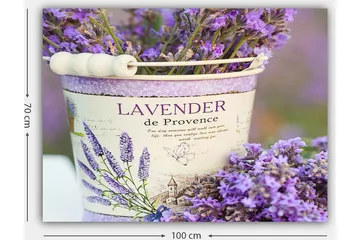 Canvastavla 70x100 cm - Vacker bukett av lavendel i en dekorativ hink - Lila / Vit - Inredning - Tavlor & posters - Canvastavla