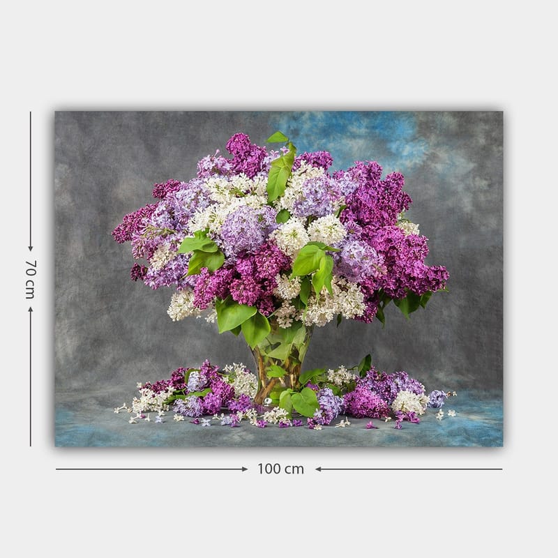 Canvastavla 70x100 cm - Vacker bukett av syrener i olika nyanser av lila och vitt - Lila / Vit / Grön - Inredning - Tavlor & posters - Canvastavla